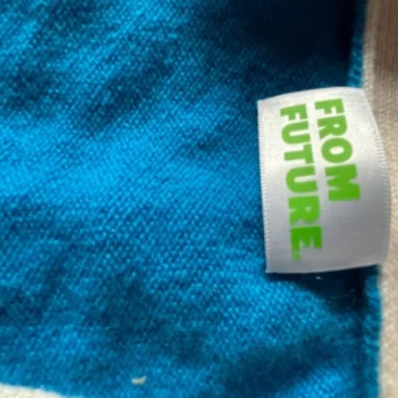 SMALL Pure Cashmere Long Sleeve V Neck Cardigan Sweater Teal Blue/Cream NWOT- - Picture 3 of 7